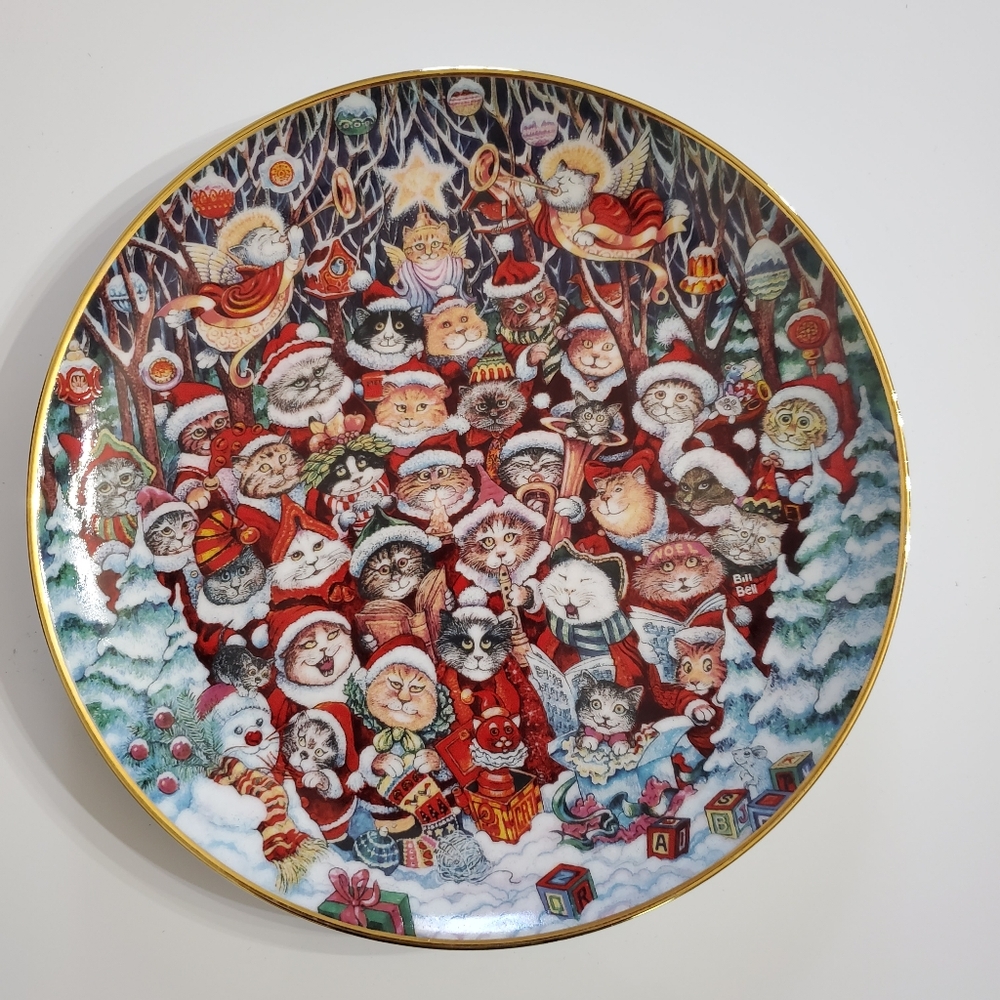 Santa Claws Bill Bell limited edition collectible Christmas cat porcelain plate
